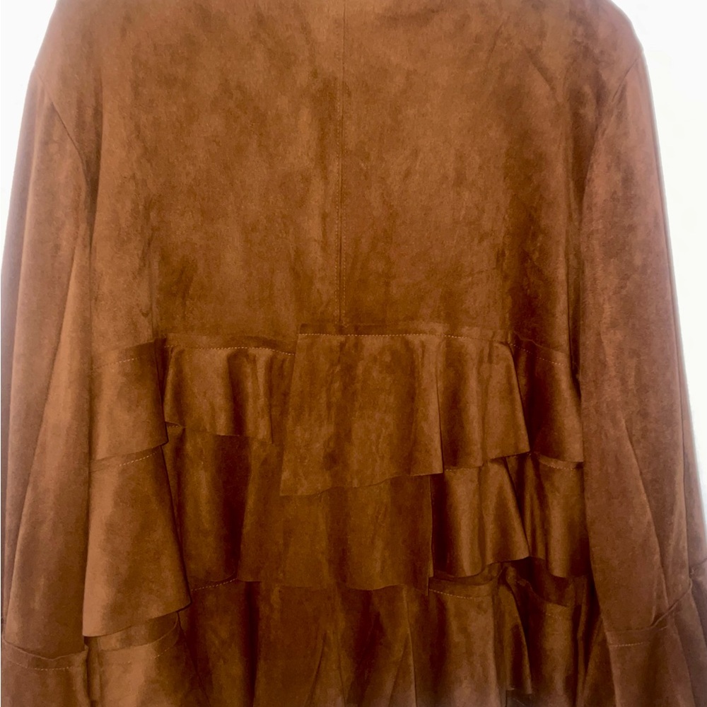 INC International Concepts Faux Suede Ruffle Jacket Women's 1X Full Zip New - Picture 10 of 13